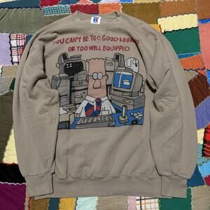 Vintage 90s Russell Athletics Tan ‘I Can’t Be Too Good at This’ Nerdy Crewneck L